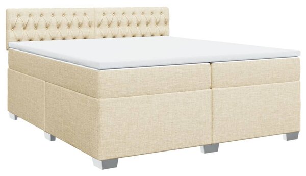 Box spring postel s matrací krémová 200x200 cm textil 3286007