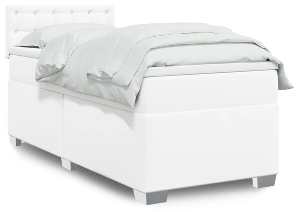 Box spring postel s matrací bílá 80 x 200 cm umělá kůže 3286097