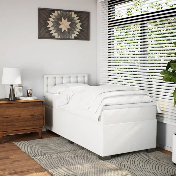 Box spring postel s matrací bílá 80 x 200 cm umělá kůže 3286097