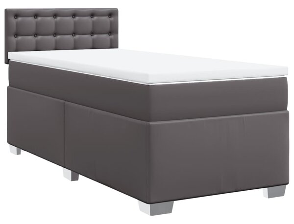 Box spring postel s matrací šedá 80 x 200 cm umělá kůže 3286098