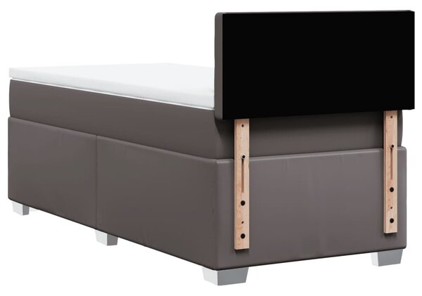 Box spring postel s matrací šedá 80 x 200 cm umělá kůže 3286098