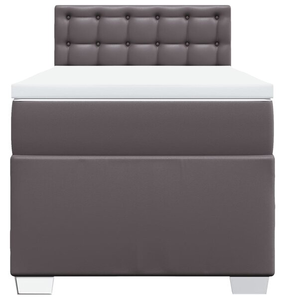 Box spring postel s matrací šedá 80 x 200 cm umělá kůže 3286098