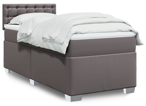 Box spring postel s matrací šedá 80 x 200 cm umělá kůže 3286098