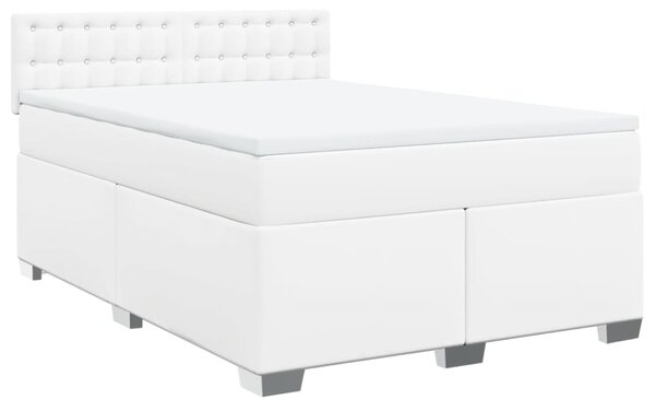 Box spring postel s matrací bílá 140x200 cm umělá kůže 3286125