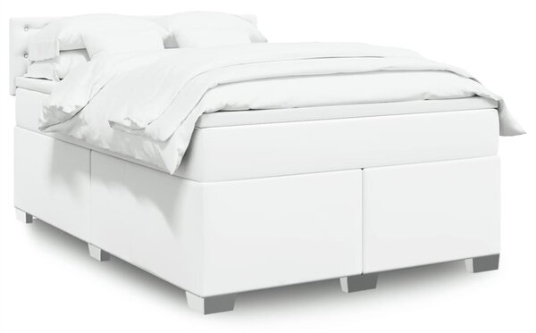 Box spring postel s matrací bílá 140x200 cm umělá kůže 3286125
