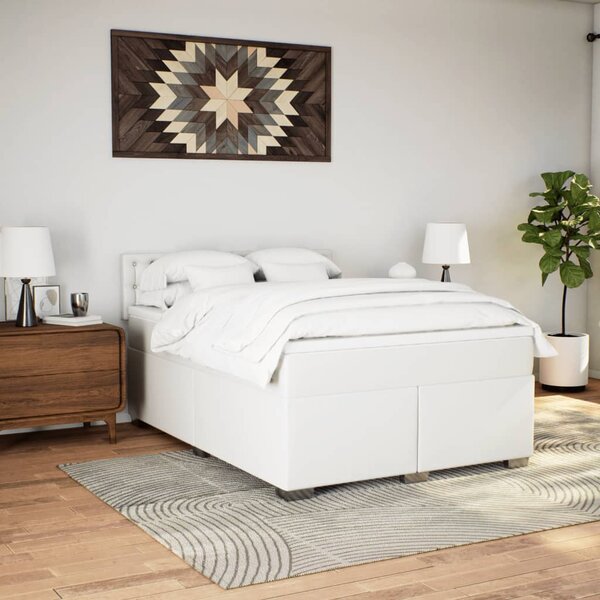 Box spring postel s matrací bílá 140x200 cm umělá kůže 3286125
