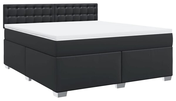 Box spring postel s matrací černá 180x200 cm umělá kůže 3286132