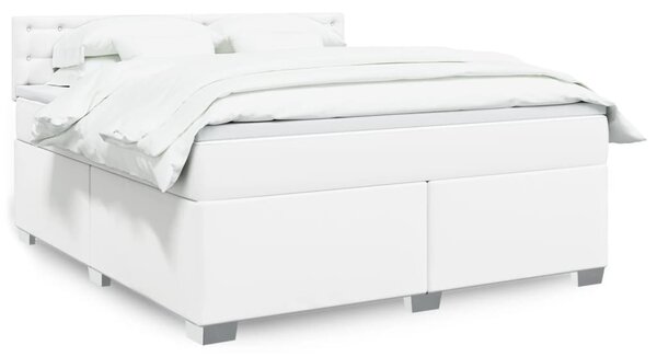 Box spring postel s matrací bílá 180x200 cm umělá kůže 3286133