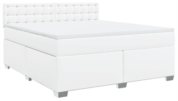Box spring postel s matrací bílá 180x200 cm umělá kůže 3286133