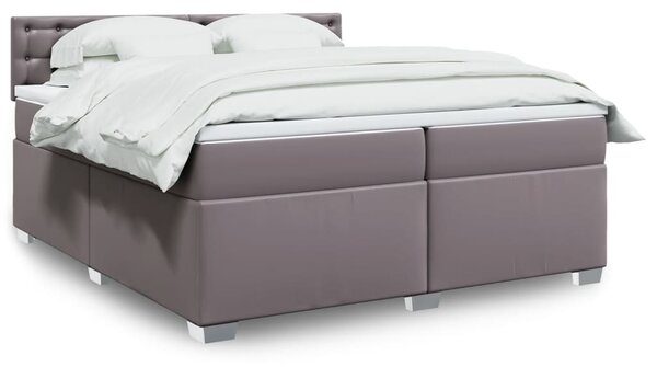 Box spring postel s matrací šedá 200x200 cm umělá kůže 3286138