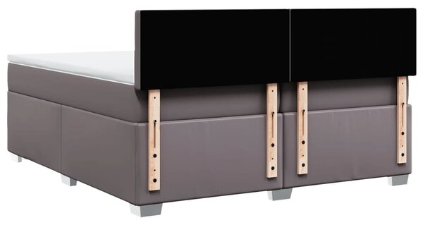 Box spring postel s matrací šedá 200x200 cm umělá kůže 3286138