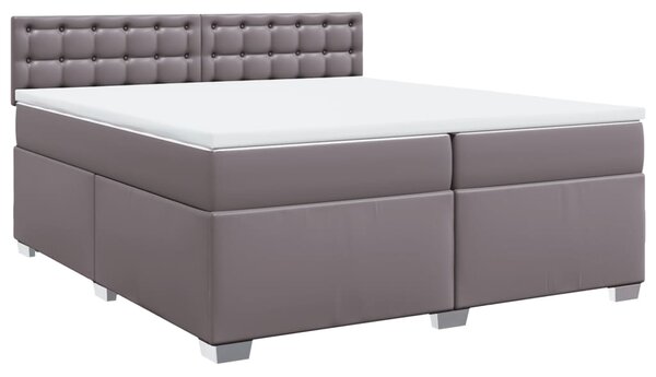 Box spring postel s matrací šedá 200x200 cm umělá kůže 3286138
