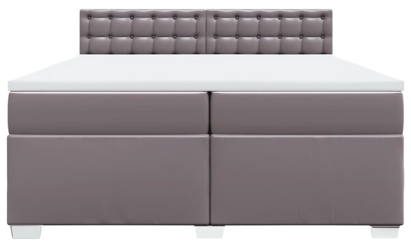 Box spring postel s matrací šedá 200x200 cm umělá kůže 3286138