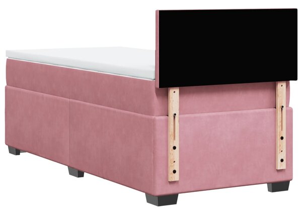 Box spring postel s matrací růžová 80 x 200 cm samet 3286161