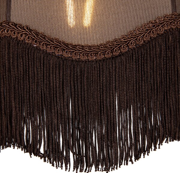Hanglamp zwart met stekker en bruine kap met witte binnenkant 31,5cm - Cavalux
