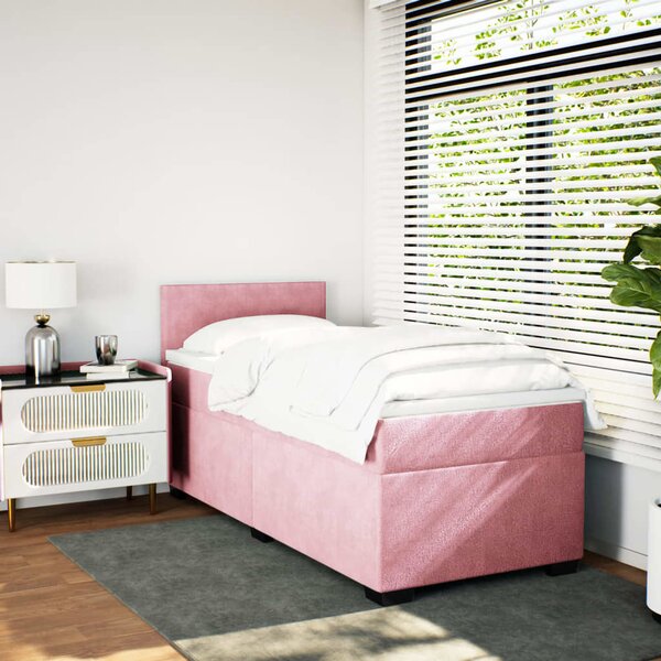 Box spring postel s matrací růžová 80 x 200 cm samet 3286161