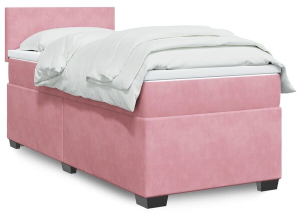 Box spring postel s matrací růžová 80 x 200 cm samet 3286161