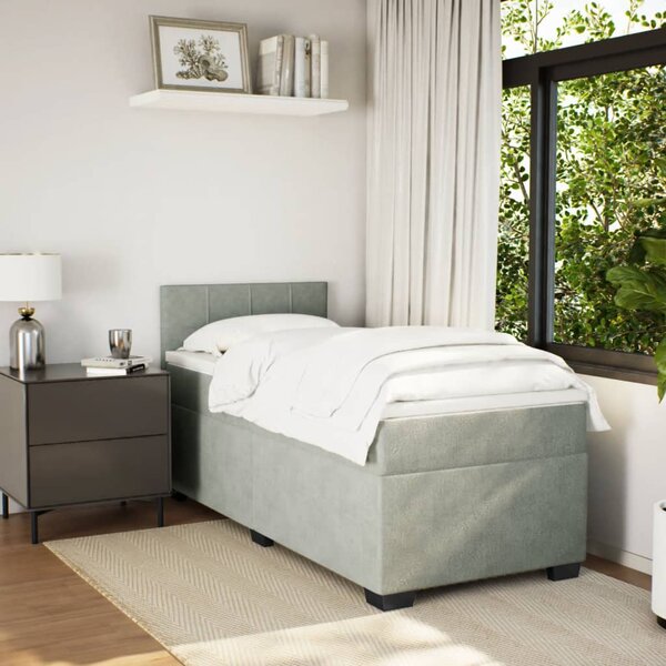 Box spring postel s matrací světle šedá 80 x 200 cm samet 3286162