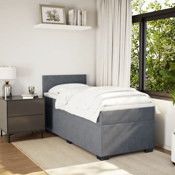 Box spring postel s matrací tmavě šedá 80 x 200 cm samet 3286157