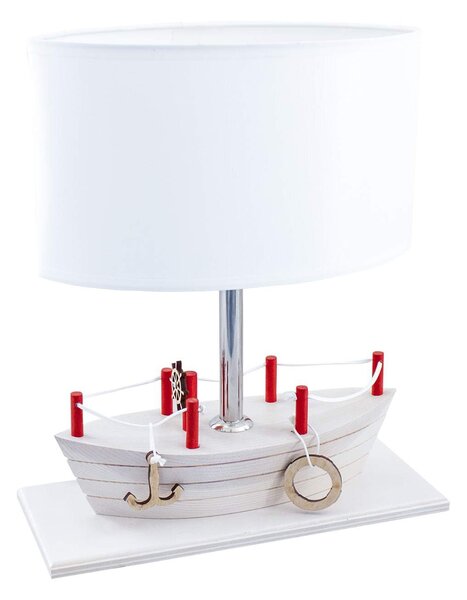 HELLUX Stolní dřevěná dětská lampička ve tvaru lodi BOAT, 1xE27, 60W, bílá 411.25.09