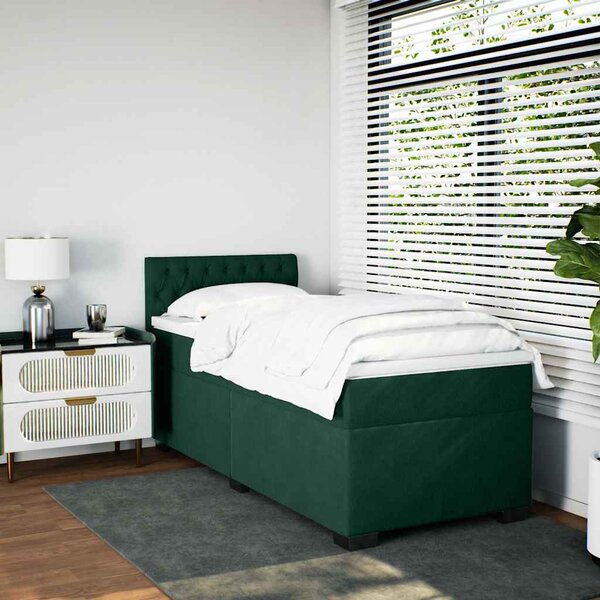 Box spring postel s matrací tmavě zelená 80 x 200 cm samet 3286171