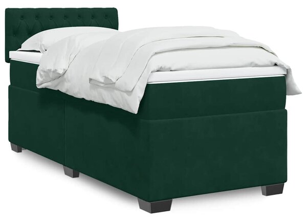Box spring postel s matrací tmavě zelená 80 x 200 cm samet 3286171