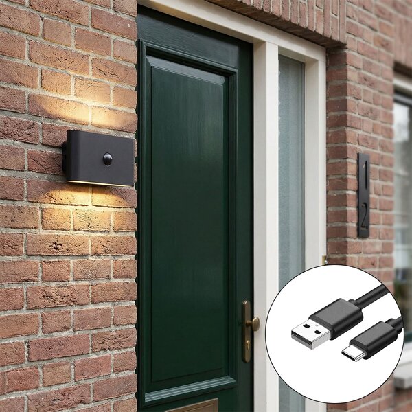 Nástěnná lampa černá 4-krokový senzor magnetická vč. LED dobíjecí - Batt