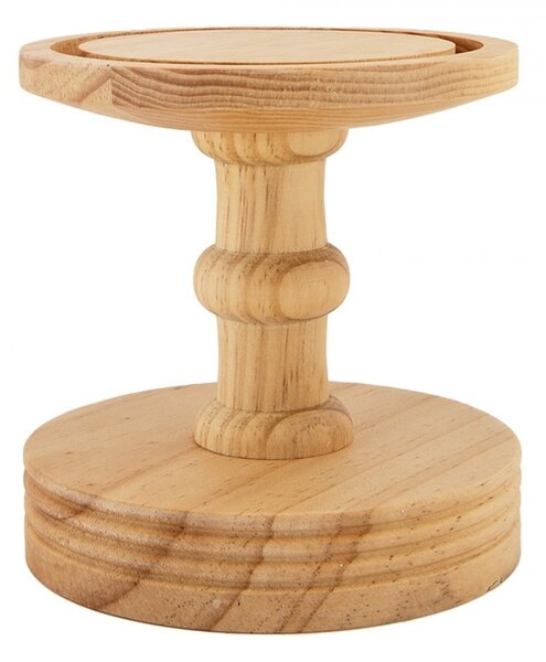 Přírodní dřevěný podnos se skleněným poklopem Ricco - Ø 17*40 cm - Clayre & Eef