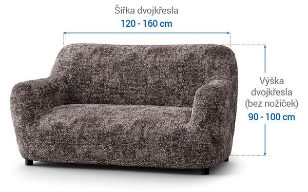 Bielastické potahy MARMO hnědé dvojkřeslo (š. 120 - 160 cm)