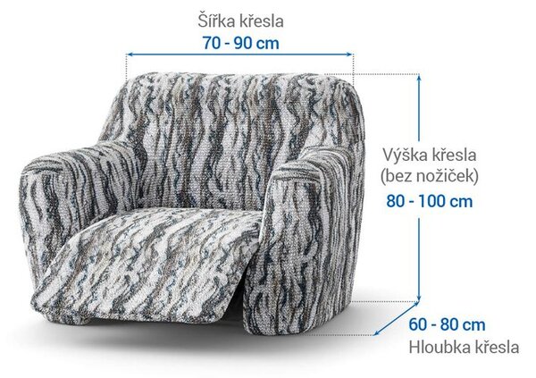 Bielastické potahy OCEANO NOVÉ šedo-modré relaxační křeslo (š. 70 - 90 cm)