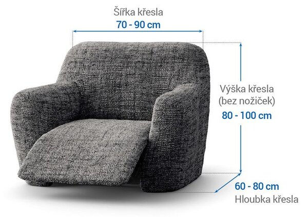 Bielastické potahy VITTORIA šedá relaxační křeslo (š. 70 - 90 cm)
