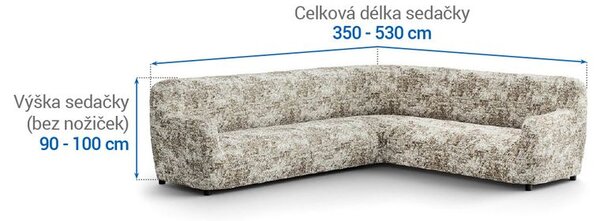 Bielastické potahy MARMO béžové rohová sedačka (š. 350 - 530 cm)