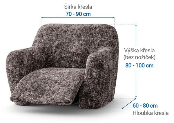 Bielastické potahy MARMO hnědé relaxační křeslo (š. 70 - 90 cm)