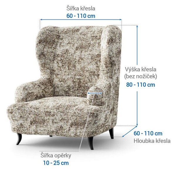 Bielastické potahy MARMO béžové křeslo ušák (š. 60 - 110 cm)