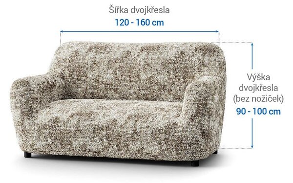 Bielastické potahy MARMO béžové dvojkřeslo (š. 120 - 160 cm)