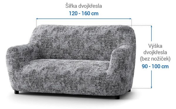 Bielastické potahy MARMO šedé dvojkřeslo (š. 120 - 160 cm)