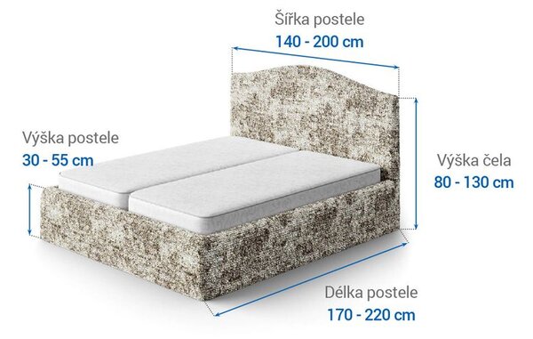 Bielastické potahy MARMO béžové postel (š.140 - 200 cm)