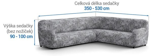 Bielastické potahy MARMO šedé rohová sedačka (š. 350 - 530 cm)