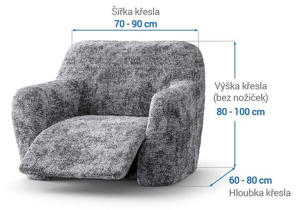 Bielastické potahy MARMO šedé relaxační křeslo (š. 70 - 90 cm)