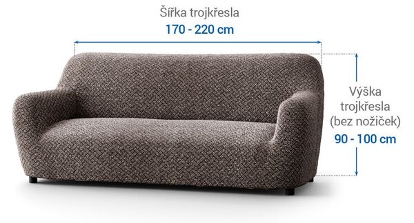 Bielastické potahy VENEZIA hnědá trojkřeslo (š. 170 - 220 cm)