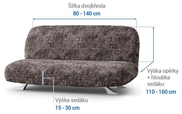 Bielastické potahy MARMO hnědé dvojkřeslo s dřevěnými rukojeťmi (š. 80 -140 cm)