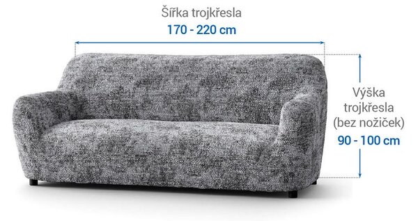 Bielastické potahy MARMO šedé trojkřeslo (š. 170 - 220 cm)