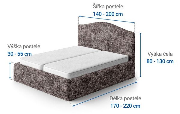 Bielastické potahy MARMO hnědé postel (š. 140 - 200 cm)