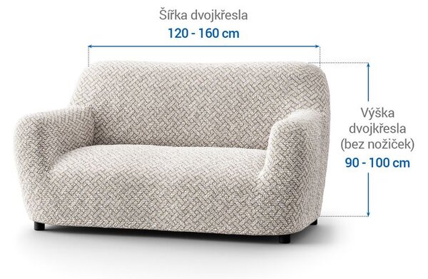 Bielastické potahy VENEZIA béžová dvojkřeslo (š. 120 - 160 cm)