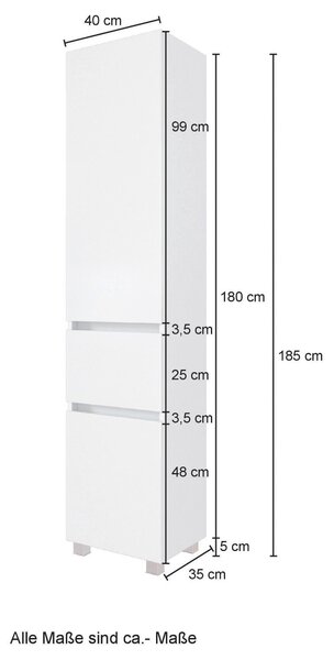 VYSOKÁ SKŘÍŇ, dub wotan, dub wotan, 40/180/35 cm Held - Koupelnové série, Online Only