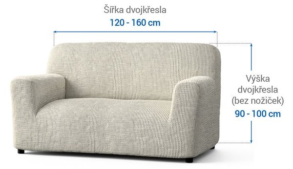 Bielastické potahy COSTINA smetanová dvojkřeslo (š. 120 - 160 cm)