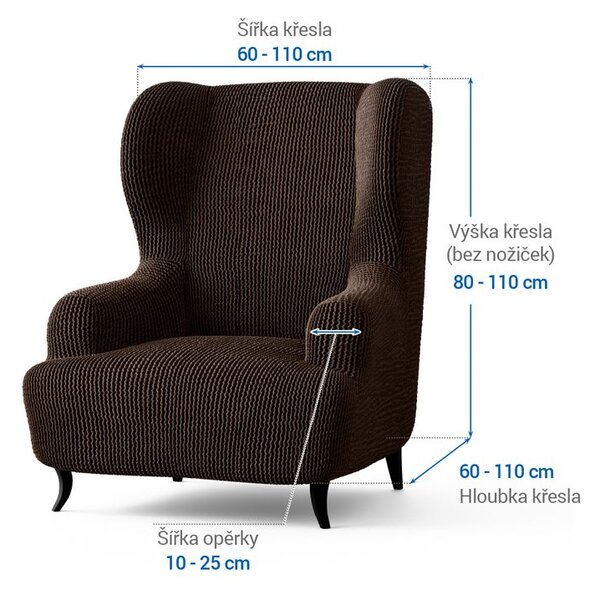 Bielastické potahy COSTINA tabáková křeslo ušák (š. 60 - 110 cm)