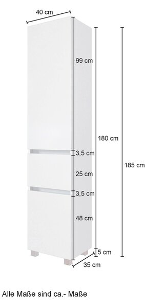 VYSOKÁ SKŘÍŇ, barvy dubu, 40/180/35 cm Held - Koupelnové skříňky vysoké, Online Only