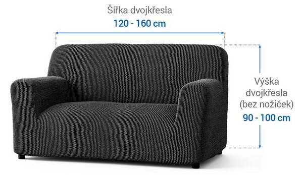 Bielastické potahy COSTINA antracit dvojkřeslo (š. 120 - 160 cm)