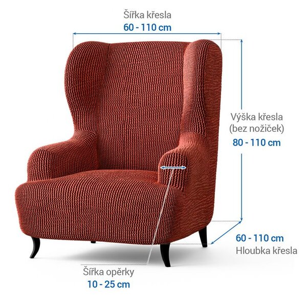 Bielastické potahy COSTINA měděná křeslo ušák (š. 60 - 110 cm)